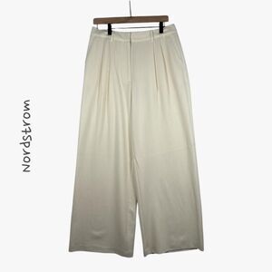 Nordstrom Women's High Rise Wide Leg Pants in Cream Sz 10 Boho Casual